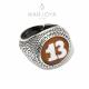 Anello con cammeo in argento 925 brunito,regolabile,uomo,sigillo "Tredici 13"