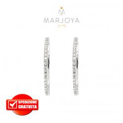 Orecchini ovali in oro bianco 18 kt con diamanti ct. 0,42