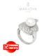 anello nuvola con perla in argento 925 rodiato con zirconi bianchi