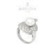 anello nuvola con perla in argento 925 rodiato con zirconi bianchi