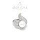 anello nuvola con perla in argento 925 rodiato con zirconi bianchi