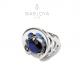 Anello chevalier in argento 925 con zirconi blu