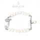 Bracciale in argento 925 con iniziale "I" e perle di fiume
