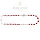 Rosario in argento 925,collana girocollo con barilotti swarovski rosso pompeiano boreale