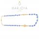 Rosario in argento 925 dorato,collana girocollo con barilotti swarovski blu oceano