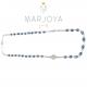 Rosario in argento 925,collana girocollo con barilotti swarovski grigio bluastro