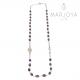 Rosario in argento 925,collana girocollo con barilotti swarovski viola