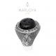 Anello sigillo uomo in argento 925 brunito con onice