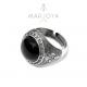Anello sigillo uomo in argento 925 brunito con onice