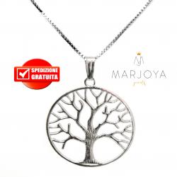 Collana con albero della vita grande in argento 925,lunga 80 cm