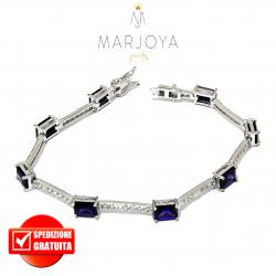 Bracciale tennis semirigido con zirconi bianchi e viola in argento 925