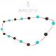 Collana lunga in pietre dure con quarzo verde e marrone in argento 925 rosè