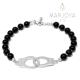 Bracciale manette con onice e argento 925 rodiato,uomo donna