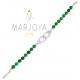 Bracciale manette con quarzo verde e argento 925 rodiato