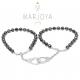 Bracciali Coppia manetta con ematite e argento 925 rodiato,fidanzamento,amicizia