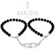 Bracciali Coppia manetta con onice e argento 925 rodiato,fidanzamento,amicizia