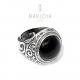 Anello sigillo uomo con onice e intarsio maori in argento 925 brunito