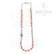 Rosario rosso in argento 925 brunito,collana girocollo con swarovski