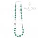 Rosario con swarovski verde bosco in argento 925,collana girocollo