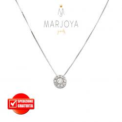 Collana punto luce magic tondo in oro bianco 18 kt diamanti ct. 0,15