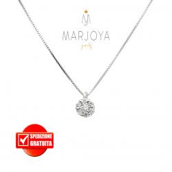 Collana punto luce margherita in oro bianco 18 kt diamanti ct. 0,15