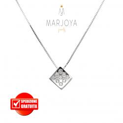 Punto luce rombo in oro bianco 18 kt diamanti ct. 0,06