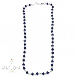 Collana girocollo stile rosario con swarovski blu notte e argento 925