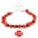 Bracciale in corallo a scaglie ed onice in argento 925,regolabile