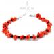 Bracciale in corallo a scaglie ed onice in argento 925,regolabile