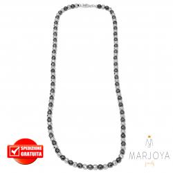 Collana in ematite argento e nera e argento 925,uomo,donna