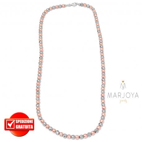 Collana in ematite argento e rosè e argento 925,uomo,donna