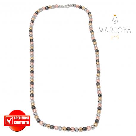 Collana in ematite multicolore e argento 925,uomo,donna