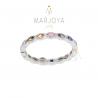 Anello fedina ovale in argento 925 con zirconi multicolor