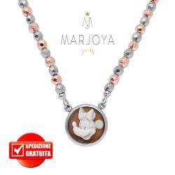 Collana con cammeo "Minnie"in argento 925 ed ematite rosè