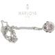 Collana lunga con charms e quarzo rosa e viola in argento 925,72 cm