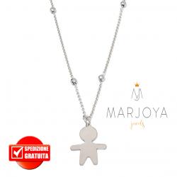 Collana con bimbo in argento 925 ed ematite,regolabile