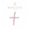CROCE IN ORO 18 KT CON ZAFFIRI ROSA CT. 0,40