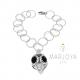 Bracciale charms con maglia martellata e zirconi neri in argento 925