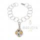 Bracciale charms con maglia martellata e zirconi champagne in argento 925