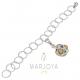 Bracciale charms con maglia martellata e zirconi champagne in argento 925