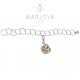 Bracciale charms con maglia martellata e zirconi champagne in argento 925