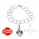 Bracciale charms multicolor con maglia martellata in argento 925