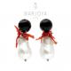 Orecchini con perle barocche,corallo e onice in argento 925