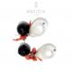 Orecchini con perle barocche,corallo e onice in argento 925