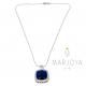 Collana con pendente quadrato e zirconi bianchi e blu in argento 925