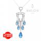 Collana con pendente princess e zirconi bianchi e azzurri in argento 925