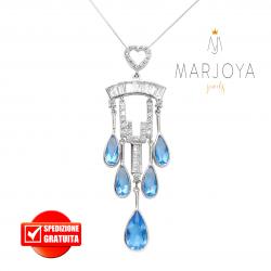 Collana con pendente princess e zirconi bianchi e azzurri in argento 925