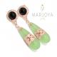 Orecchini pendoli in argento 925 rosè con onice e quarzo verde