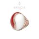 Anello con agata bianca, corallo e zirconi in argento 925 rosè