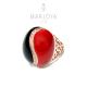 Anello con onice nero, corallo e zirconi in argento 925 rosè